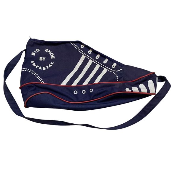Vintage BIG SHOE BY IMPERIAL Blue Red White Shoe Detail Zip Up Gym Travel Bag